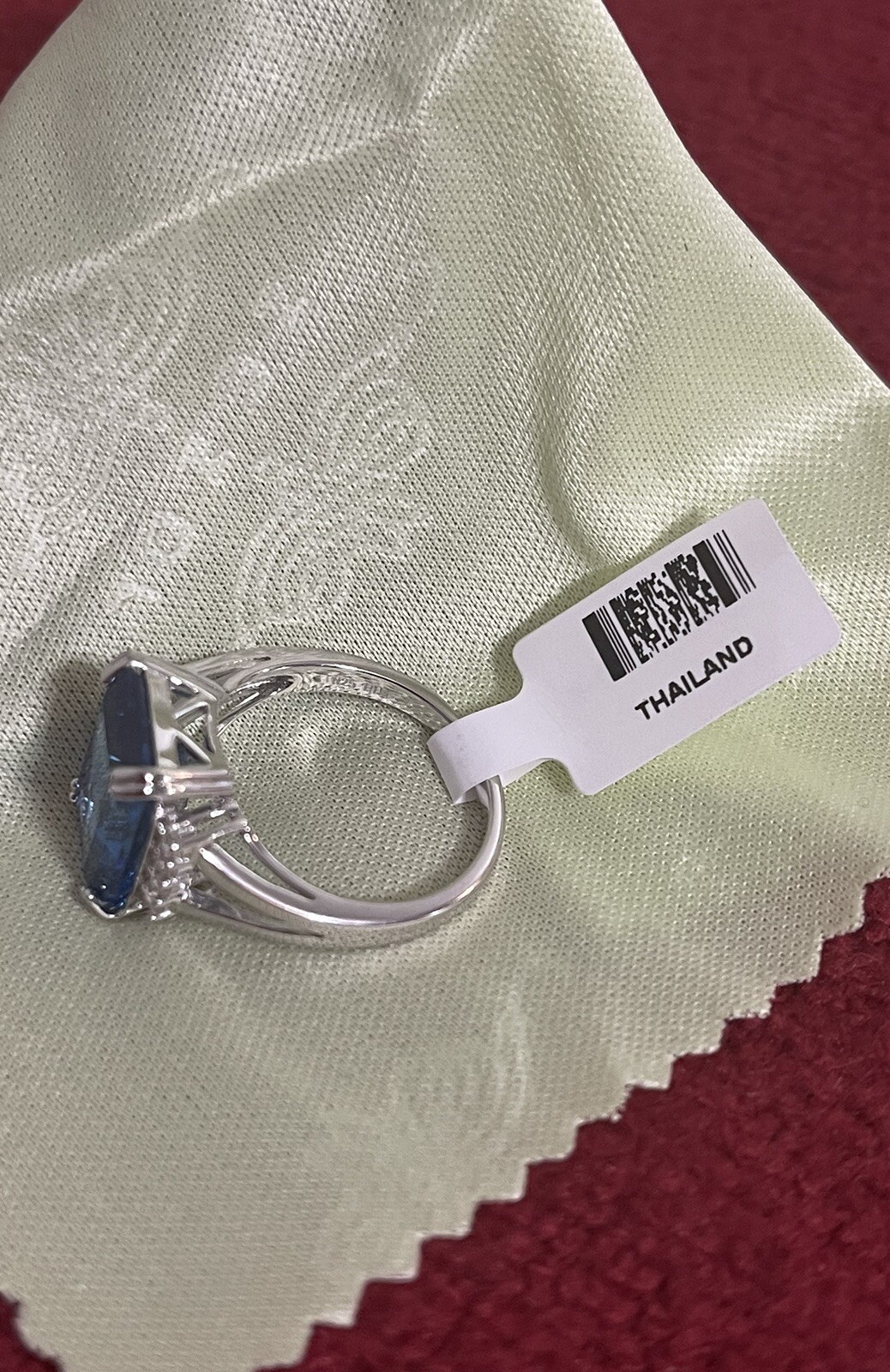 Blue Lab Created Spinel and White Cubic Zirconia Rhodium Over SterlingSilver