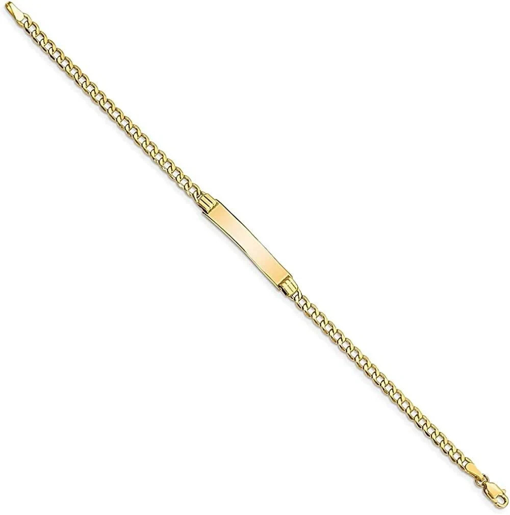 14K Solid Yellow Gold Baby/Kids Cuban link ID Bracelet ( FREE ENGRAVING)