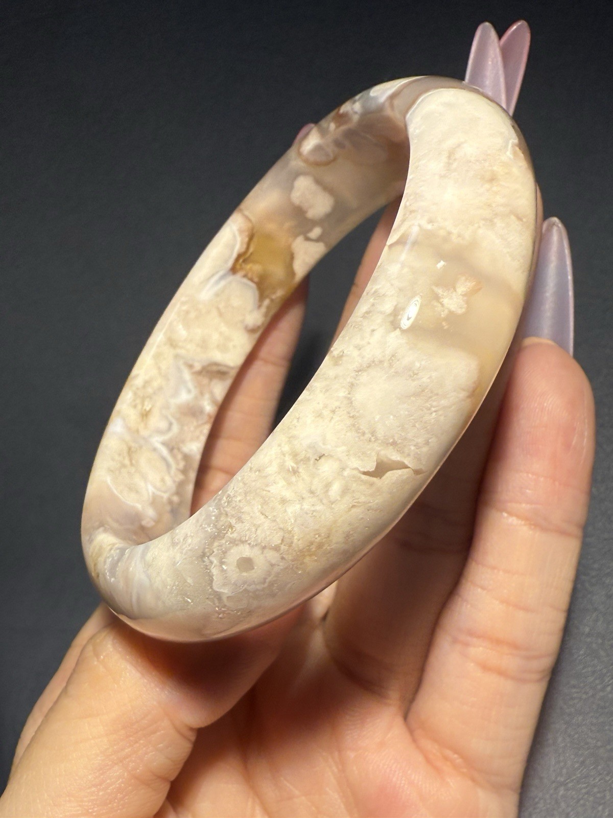 58.3mm Madagascar Sakura Agate Cherry Blossom Bangle/Flowers Blossom
