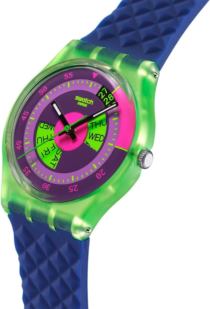 Swatch GENT BIOSOURCED SWATCH NEON SKYCHART Wristwatch SO28G704, Unisex, Blue