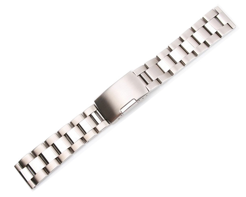 Solid Stainless Steel Strap Watch Deployment Band With Push Button Lock Buckle