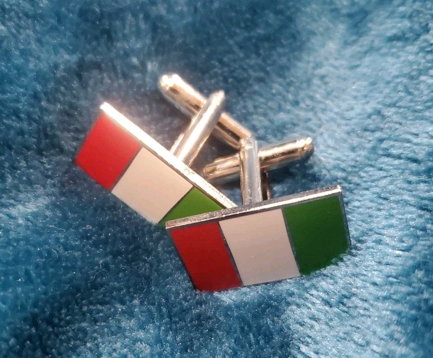 ITALY FLAG CUFFLINKS Italian Pride Patriotic Wedding Groom Fathers cuff links