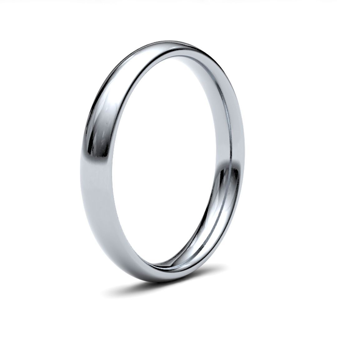 Palladium Jewelco London Premium Quality 3mm Court Wedding Ring