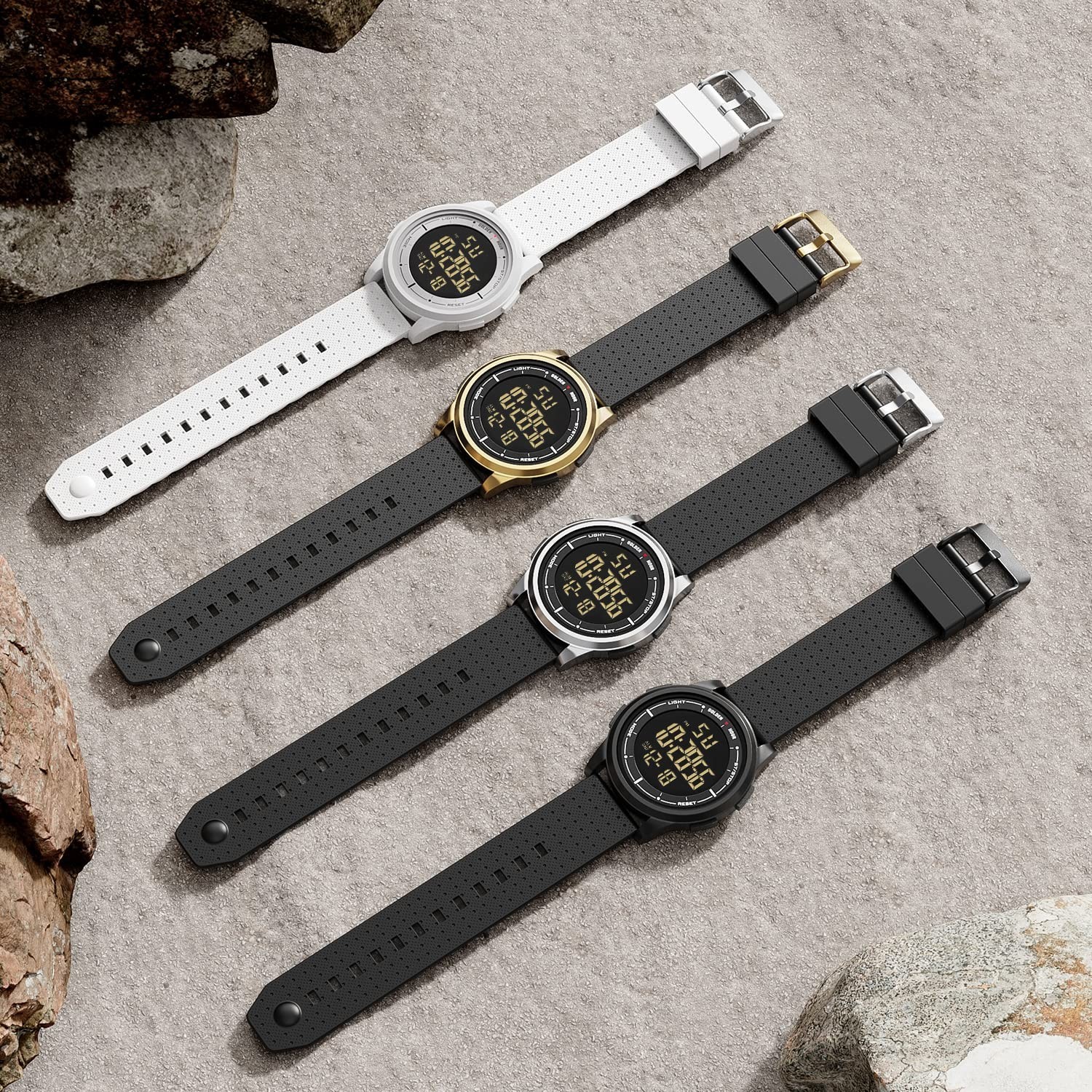 Ultra-Thin Minimalist Waterproof Digital Sports Watch for Men & Women – Rubber S
