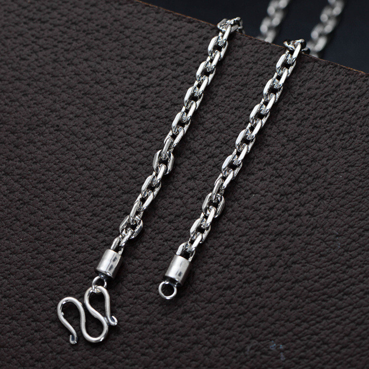Real 925 Sterling Silver Chain Necklace Women Men Solid 4mm Cable Link Necklace