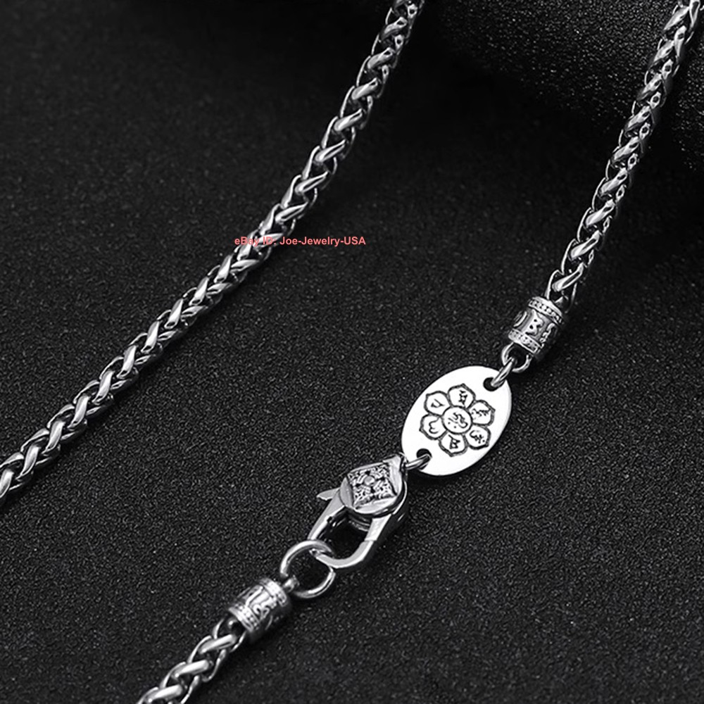 Real 925 Sterling Silver 3mm Wheat Link Chain Men’s Necklace 19.7-29.5inch