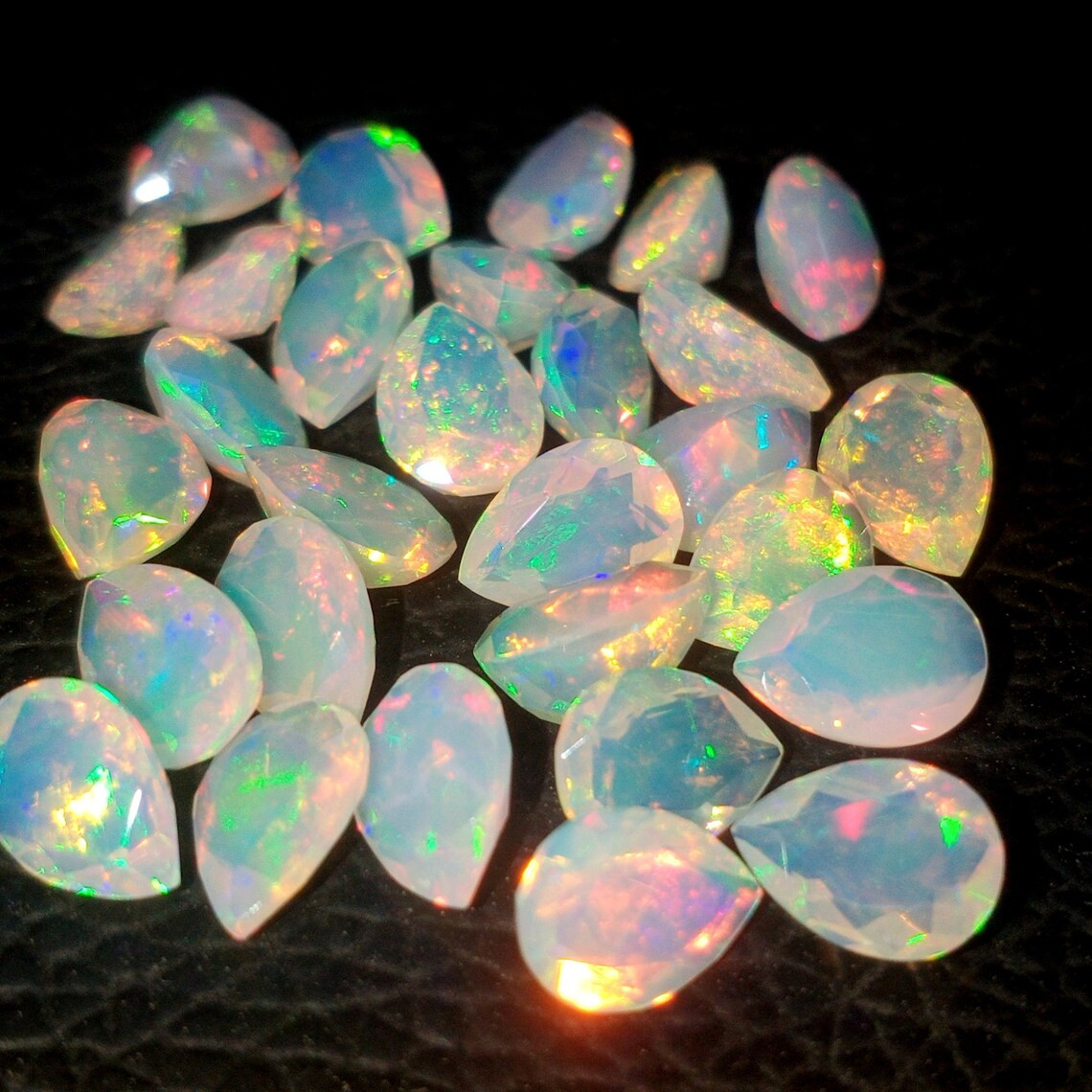 Amazing Ethiopian Opal Pear Faceted Size 5x7mm Rainbow Fire Opal Loose Gemstone