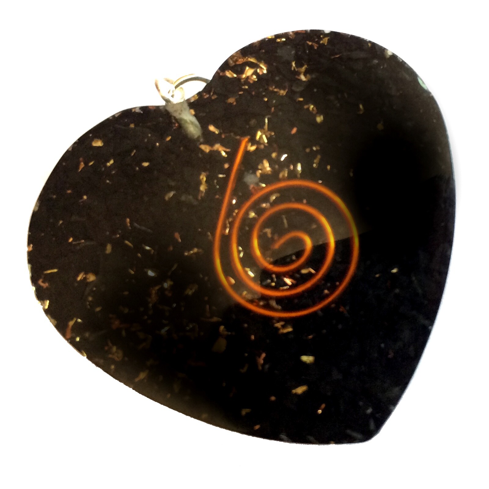 Shungite Crystal Orgonite Pendant Copper Spiral Orgone Handmade Necklace Reiki