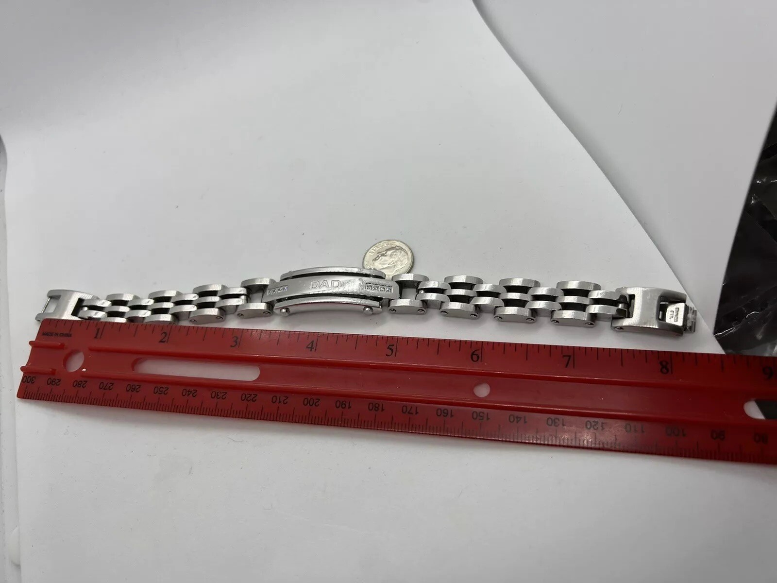 Stainless Steel Dad Bracelet With Diamonds