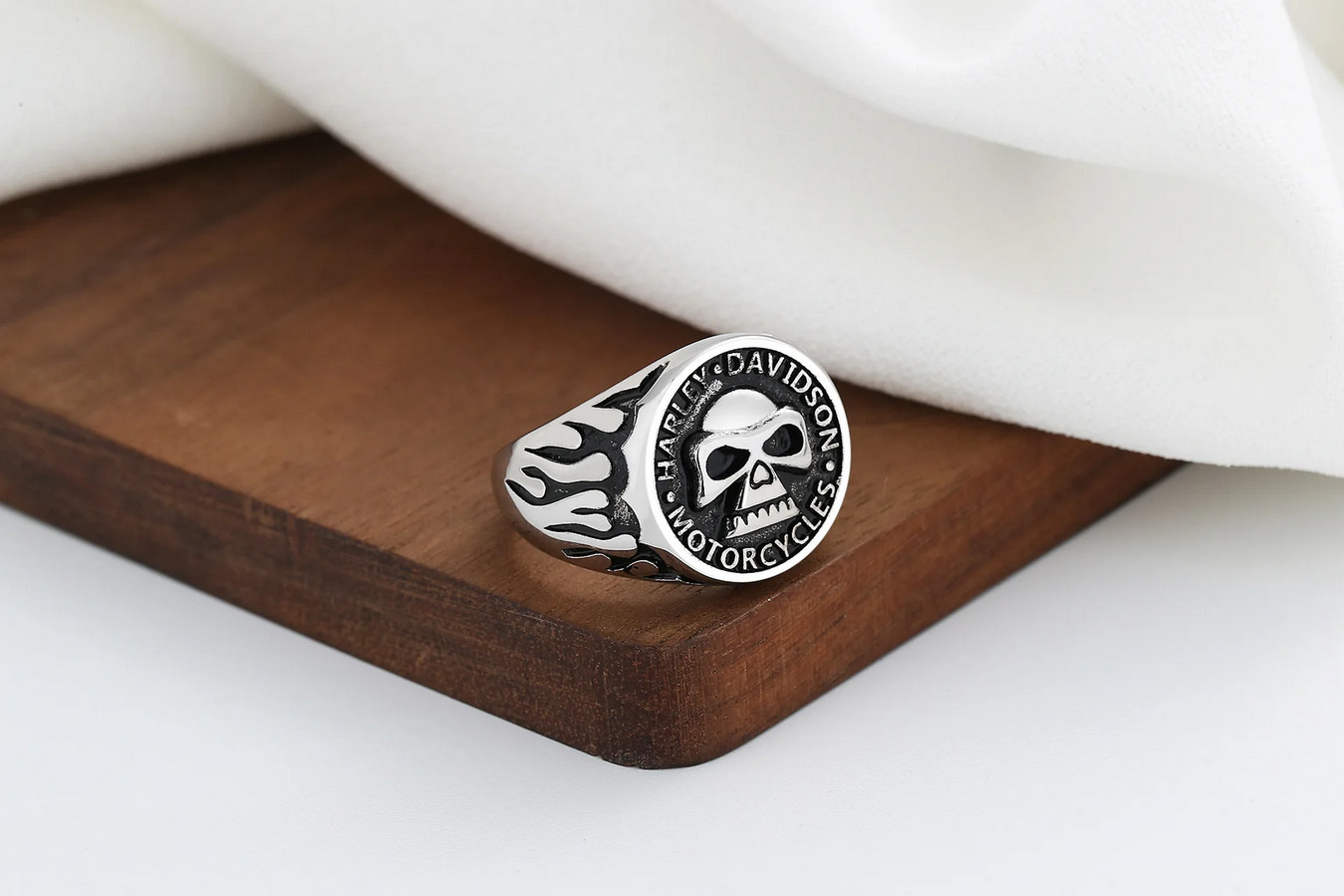 Harley-Davidson Skull Open Ring Jewelry Silvery Biker Adjustable Resizable
