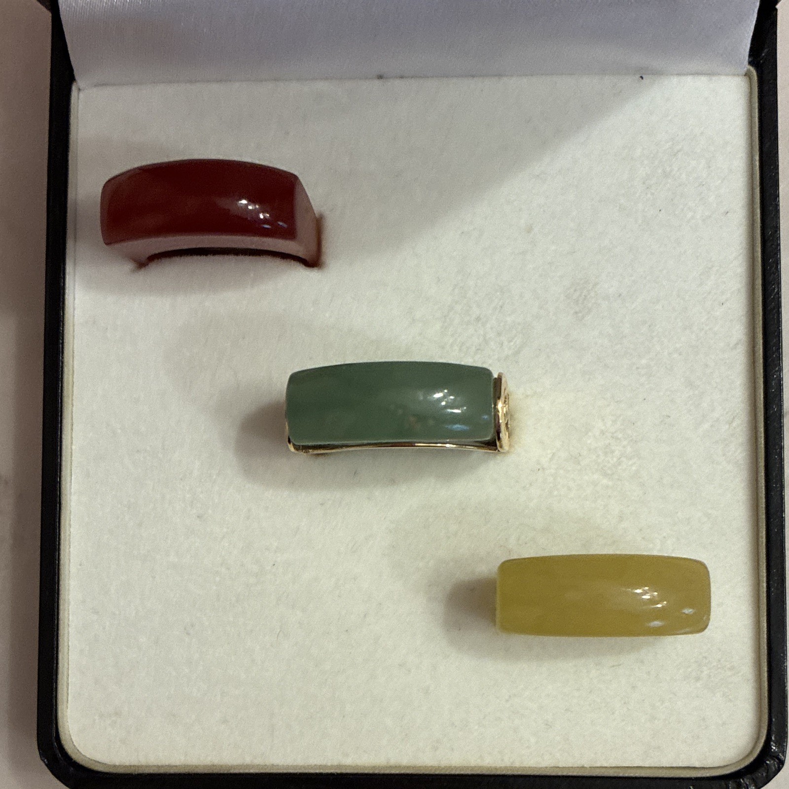 14K Yellow Gold ring Size 7, Interchangeable Jade Yellow Green Red multicolored