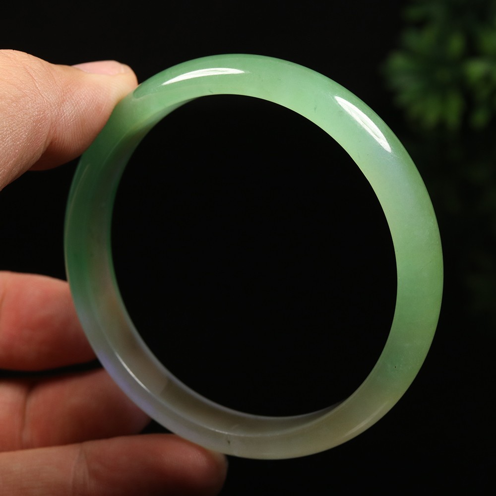 61mm Lavender Green Icy Jadeite Jade Bangle Bracelet Burma Jadeite A-14163