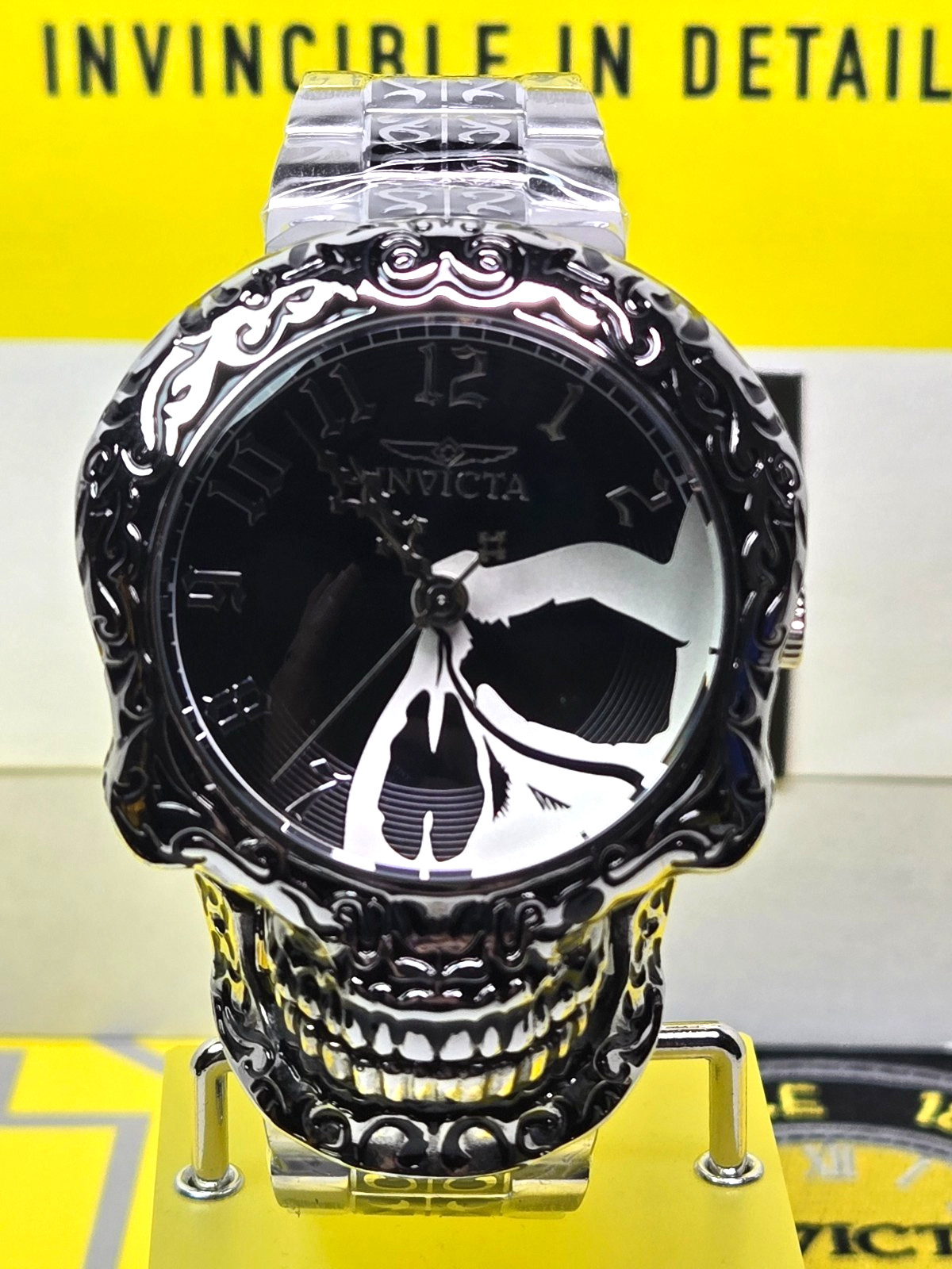 Invicta Artist Skull Automatic Mens Watch 50.5mm Skeletonized Steel & Black NEW