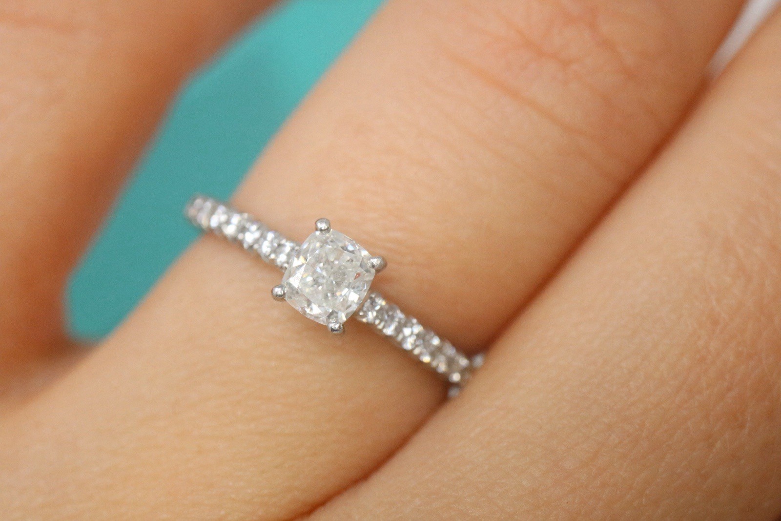 Tiffany & Co Platinum NOVO Cushion Diamond Engagement Ring 0.57ct H/VS2 $4,500