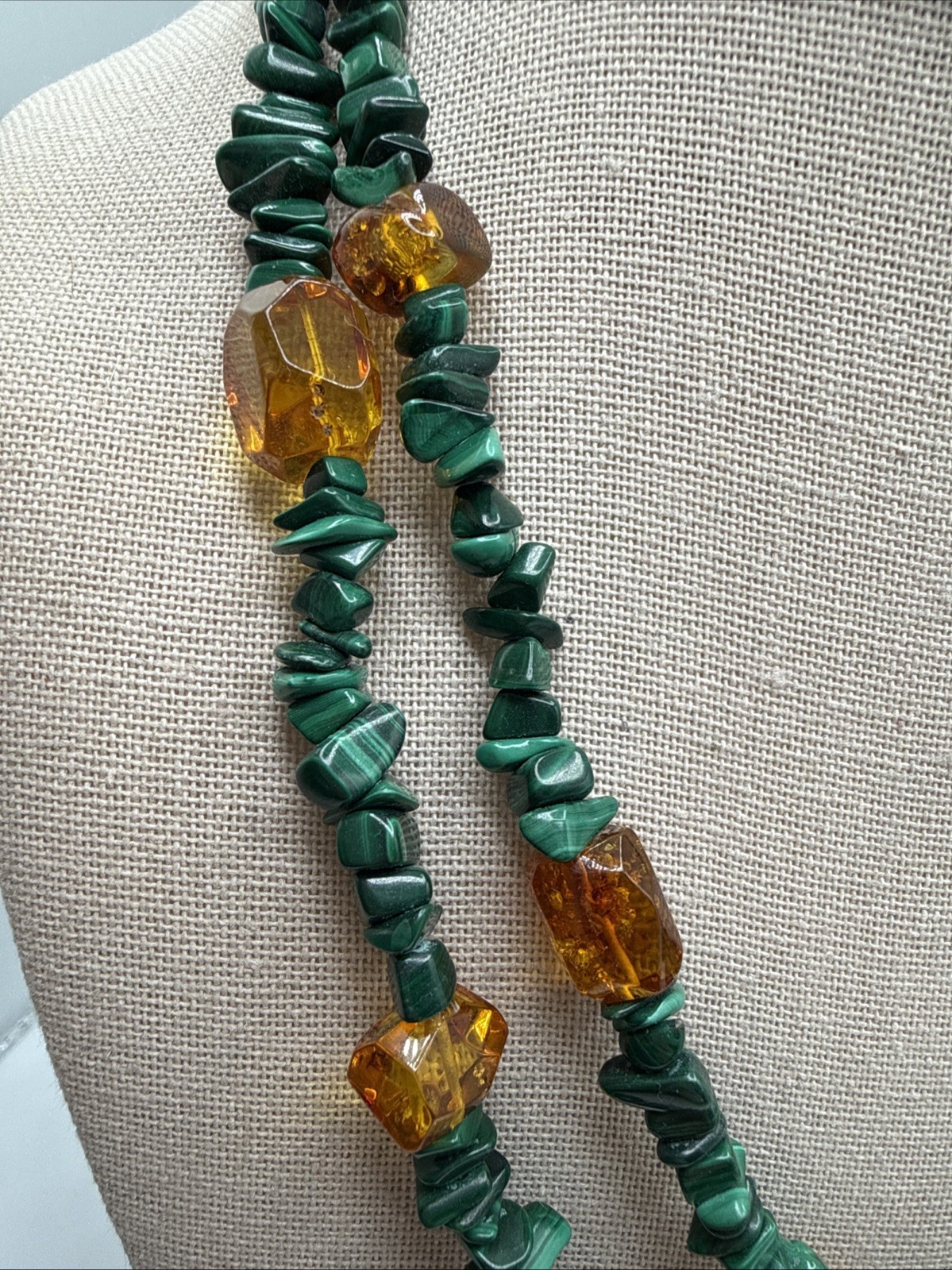 Mine Finds By Jay King Malachite & Baltic Amber Long Beaded Necklace 41”