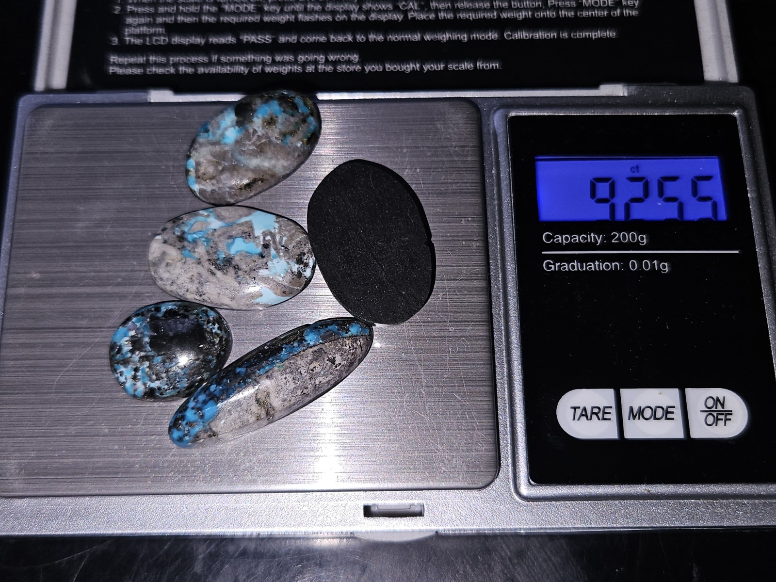 (5) Beautiful Persian Turquoise Cabochons – Backed – 92.55 carats total