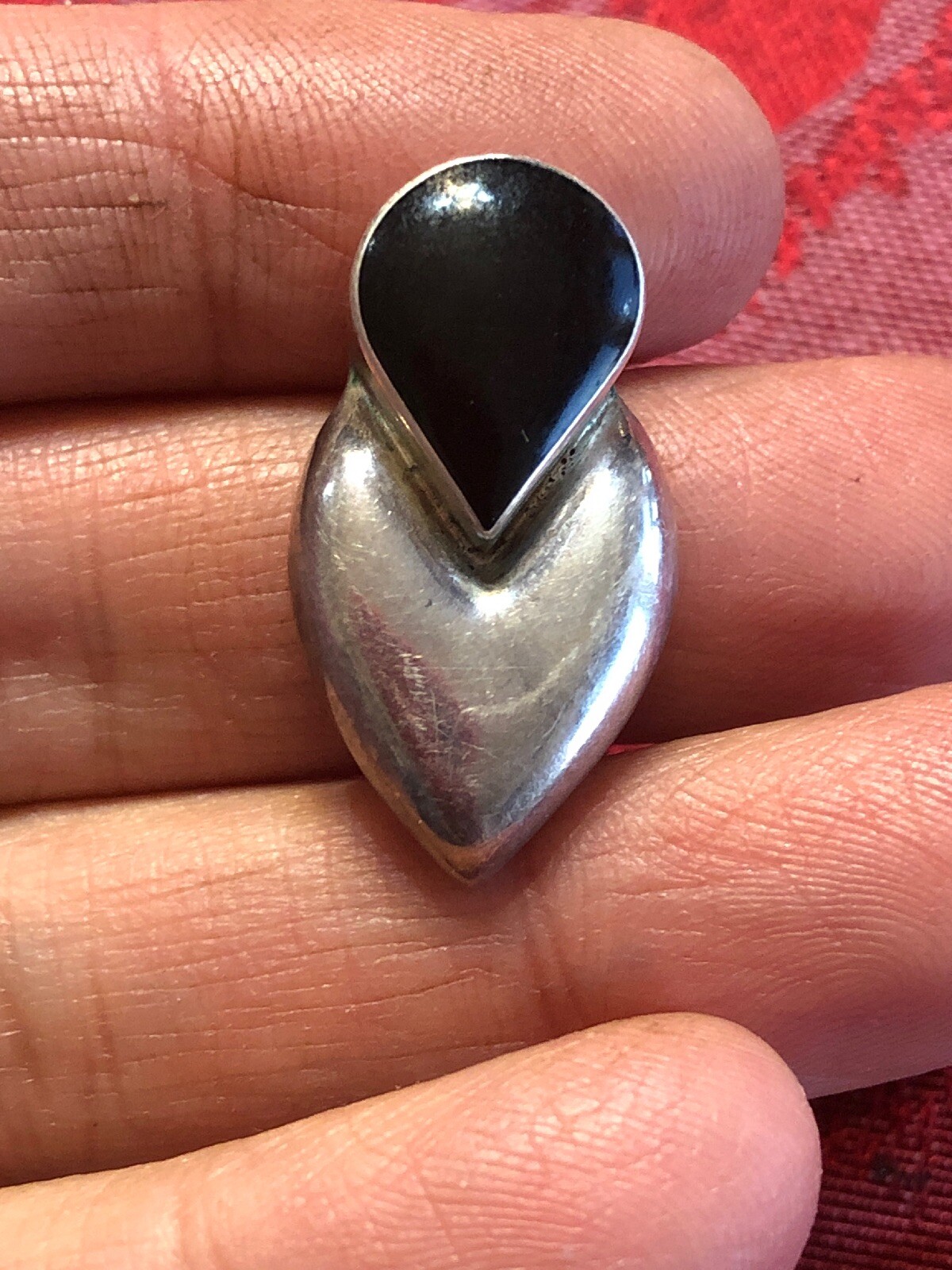 Streling Silver 925 Heart Shape Tear Drop Onix