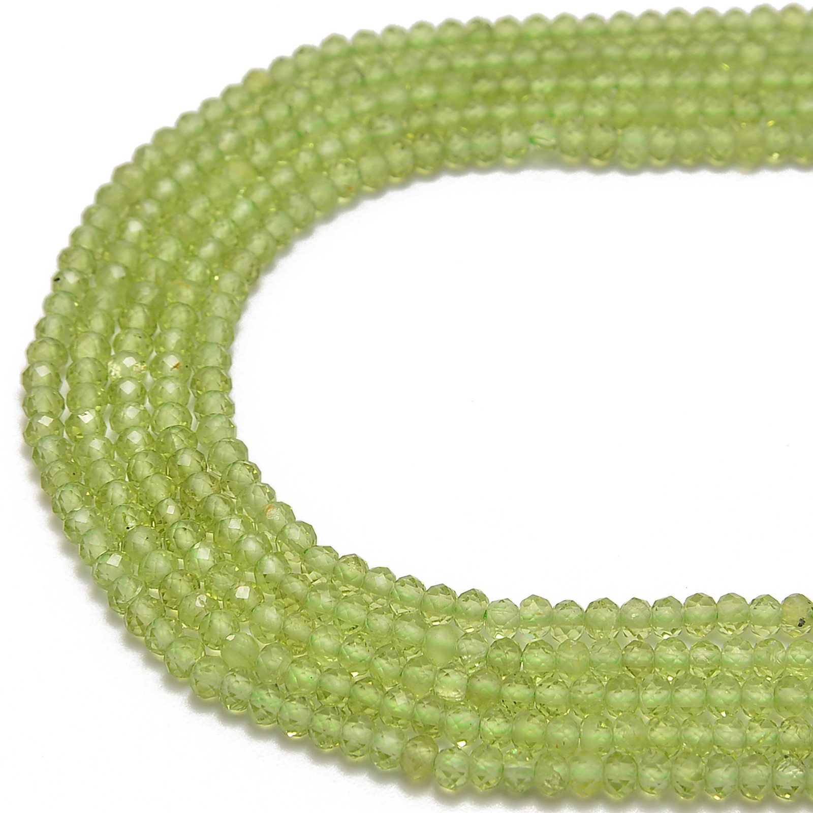 Peridot Faceted Rondelle Beads 2x3mm 15.5″ Strand