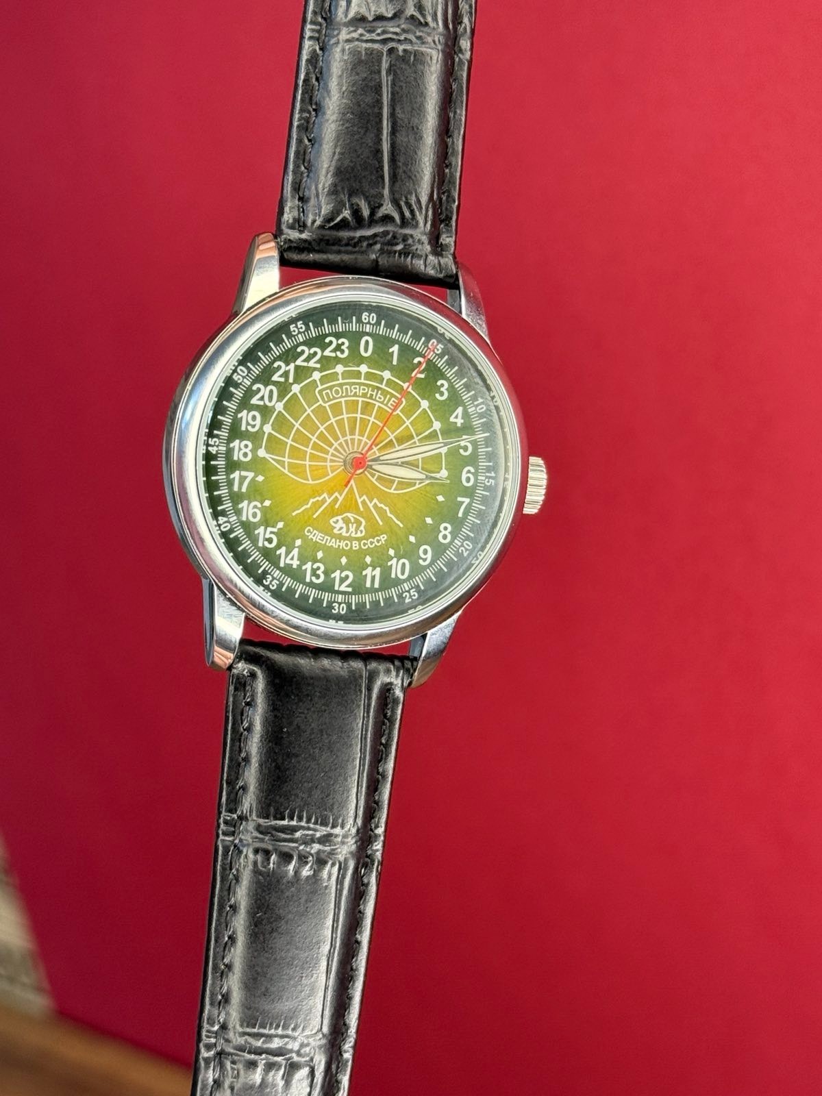 Watch Raketa 24h Automatic Wrist Men’s Russian Soviet USSR Polar Day Green