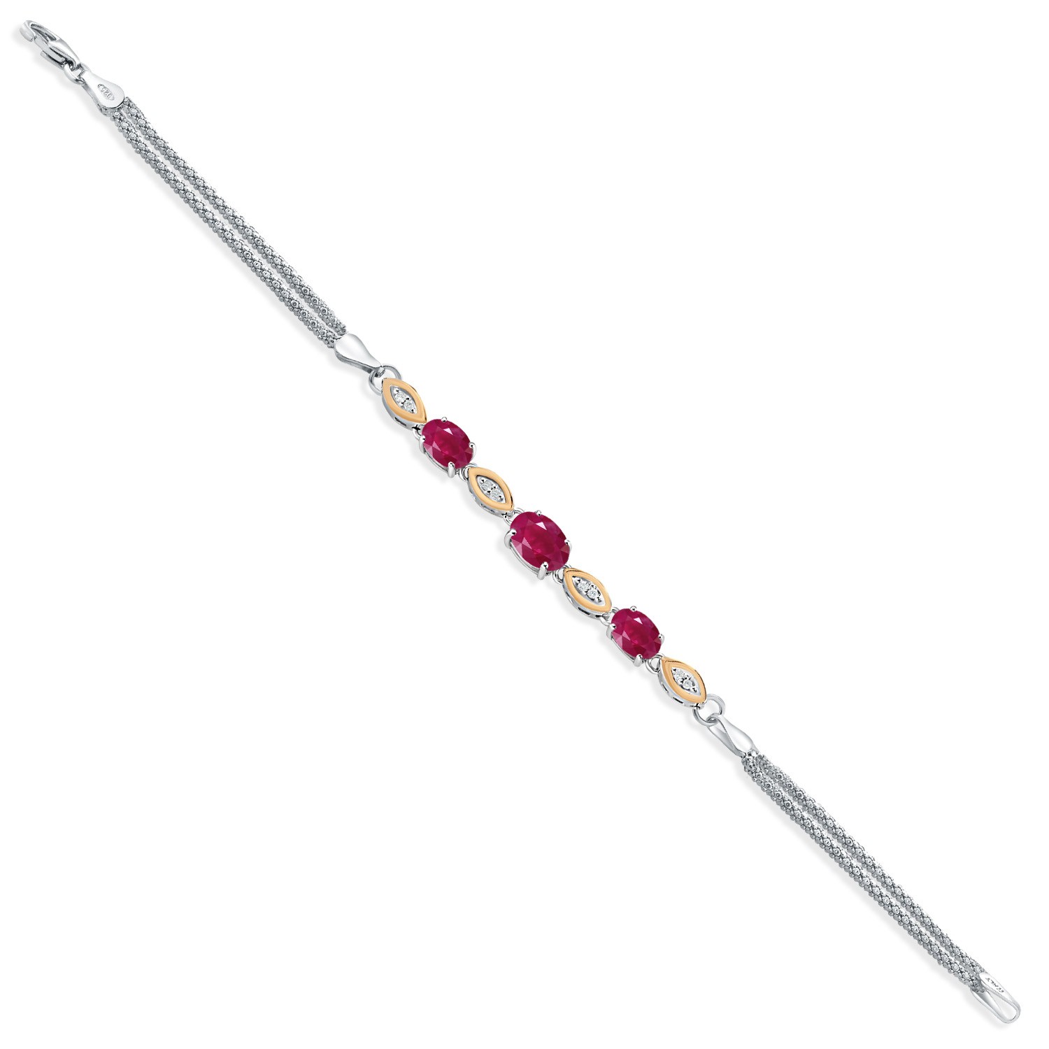 2.26 Cttw Ruby and White Lab Grown Diamond Bracelet For Women | 925 Silver and