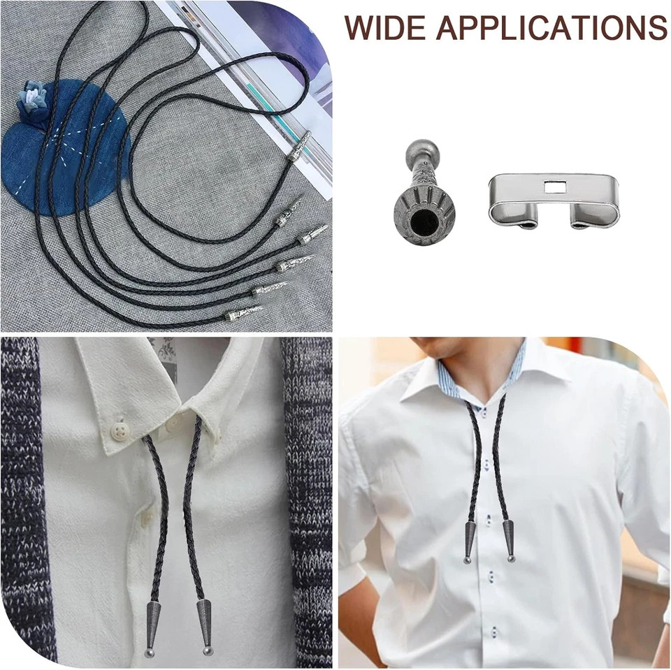 36Pcs 2Colors Bolo Tie Findings Kit Including Bolo Tie Slides Clasps and Alloy C