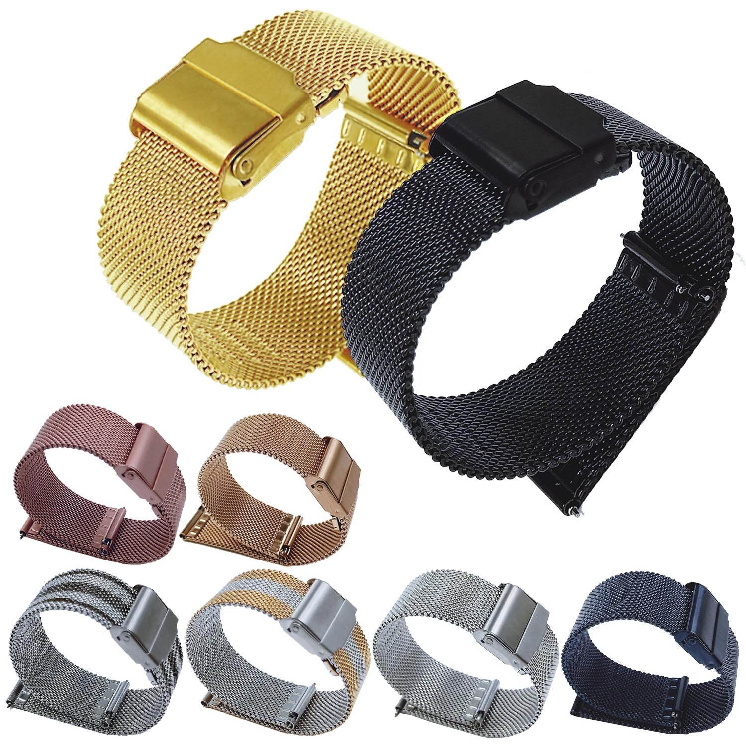 Premium Metal Stainless Steel Watch Strap Band Milanese Quick Release 12mm-24mm