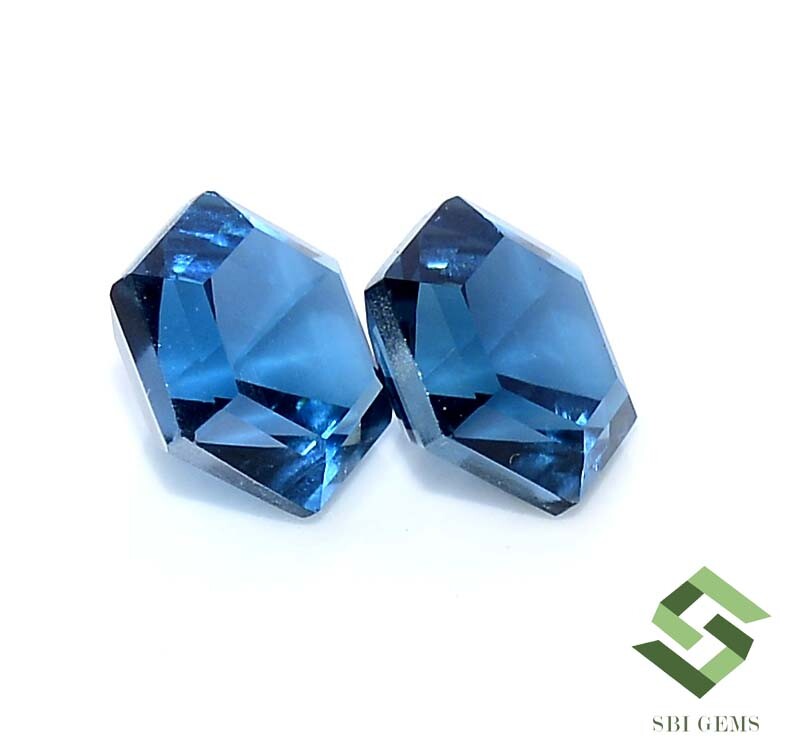 5×5 mm To 10×10 mm Natural London Blue Topaz Hexagon Cut Pair Faceted Loose Gems