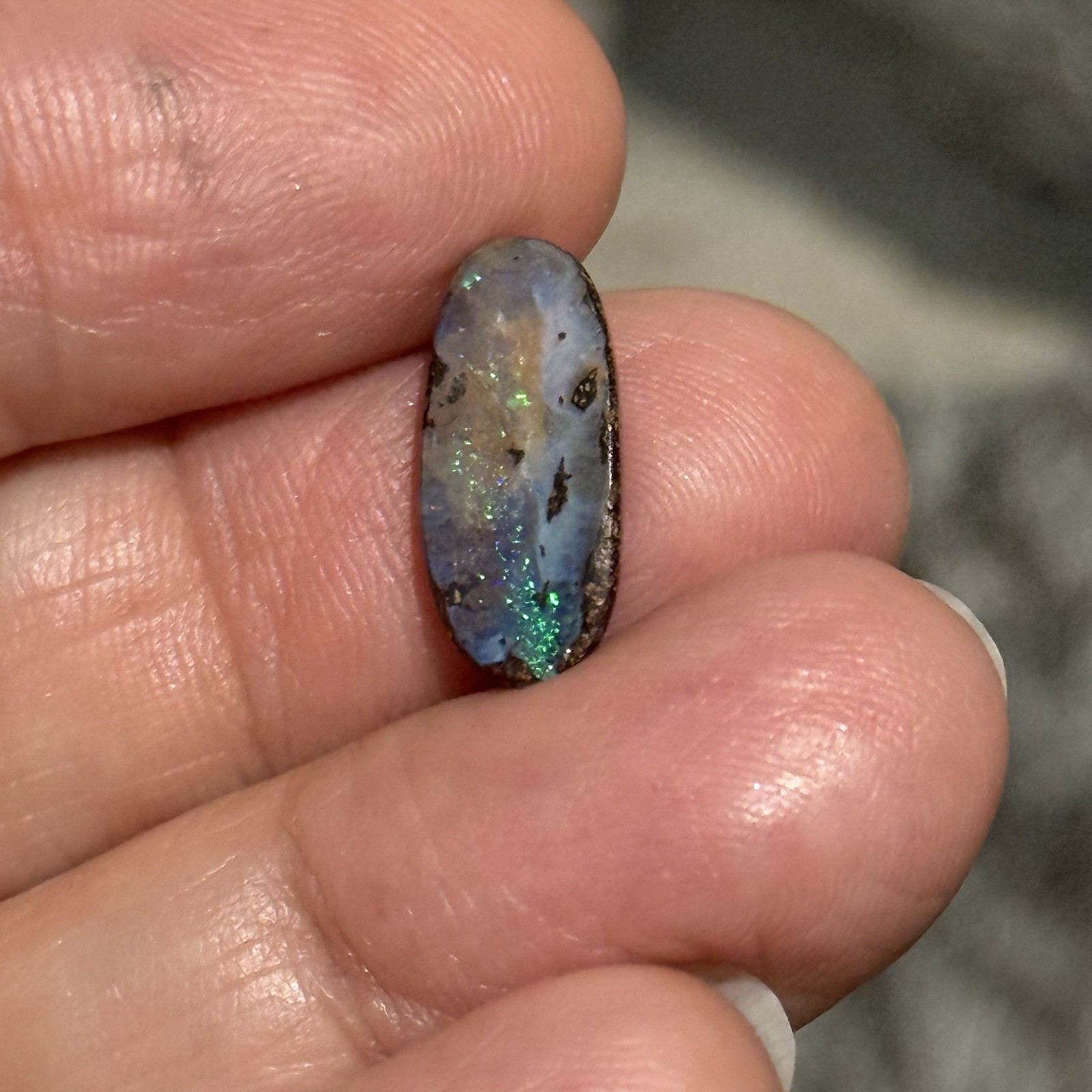 3.25ct 16x7x3mm Sparkly Natural Boulder Australian Opal Oval Cabochon Gem