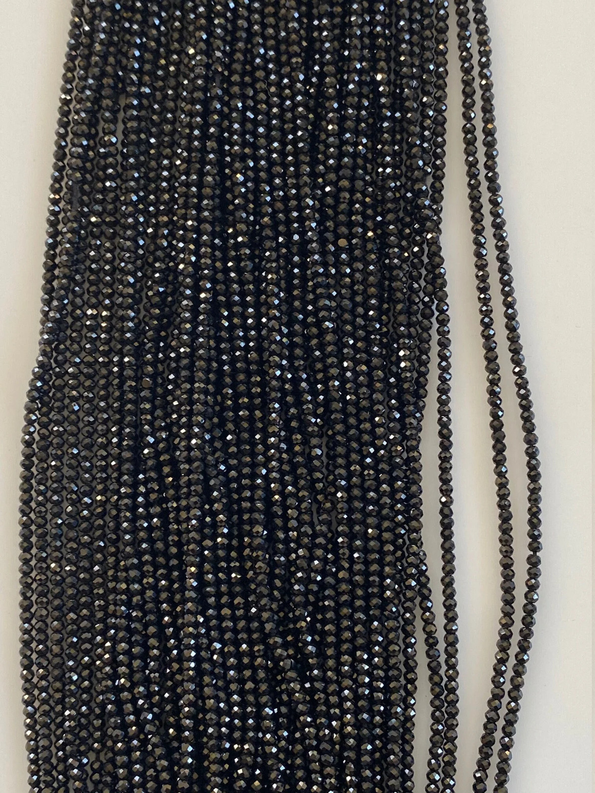 Black Spinel 5 strands. AAA Quality, 13″ long Strands, Micro Faceted, Rondelles,