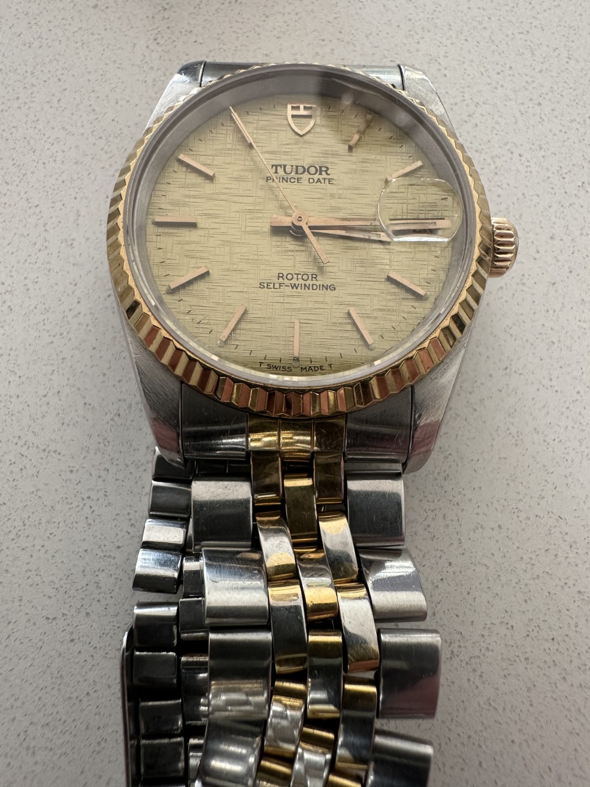 Tudor Prince Oysterdate 74033 Champagne Linen Dial Two-Tone Automatic