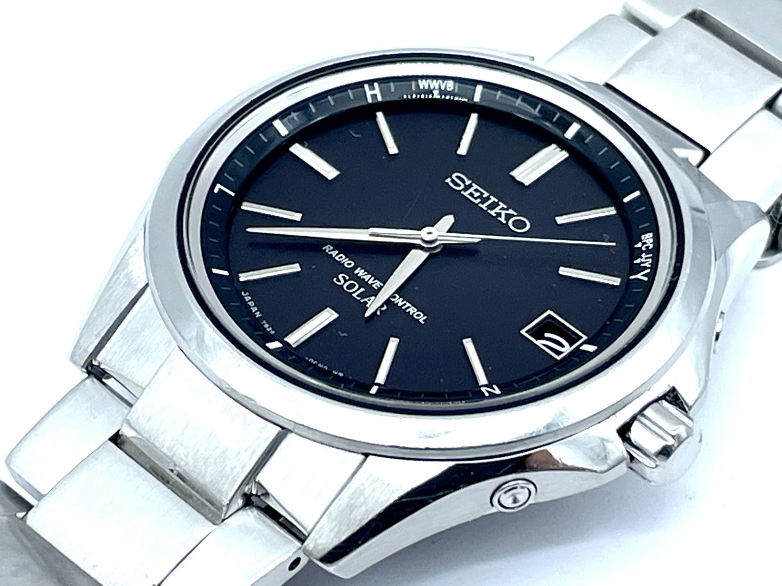 SEIKO Radio Wave Control Solar Men’s Watch Band size 6.7in Black Dial 7B24-0BN0