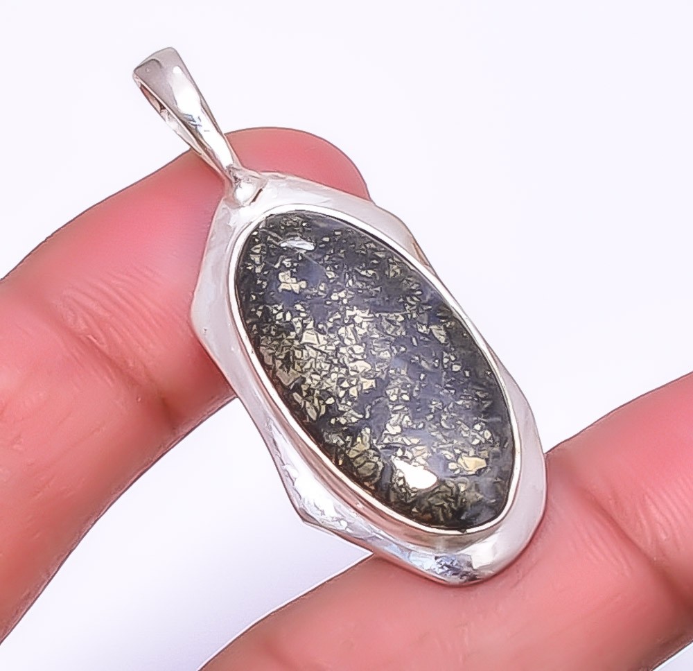 Marcasite – Callahan Mine Gemstone 925 Silver Plated Pendant 1.68″ A326