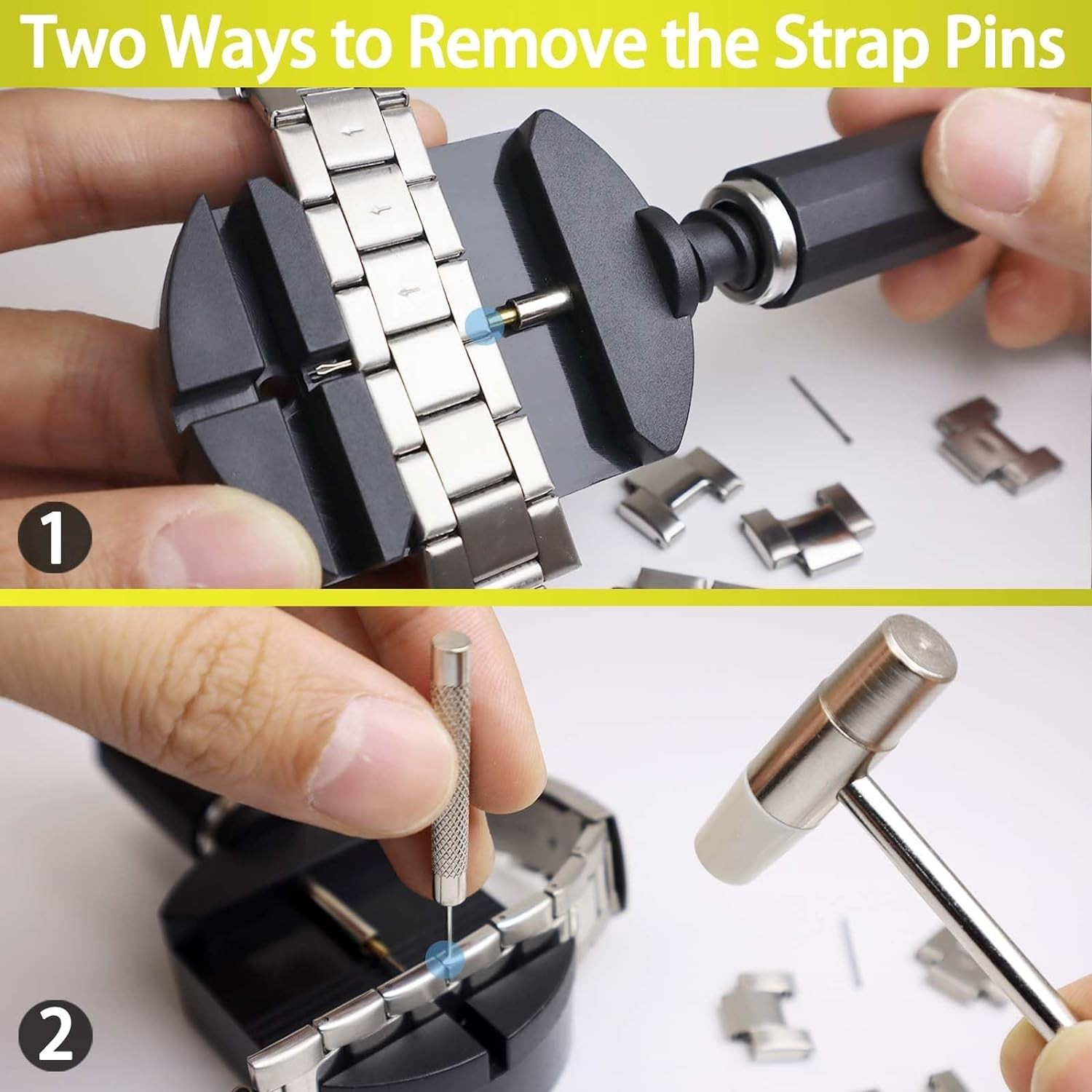 Professional Watch Band Sizing Tool Set – Replacement Pins and Durable Hammer