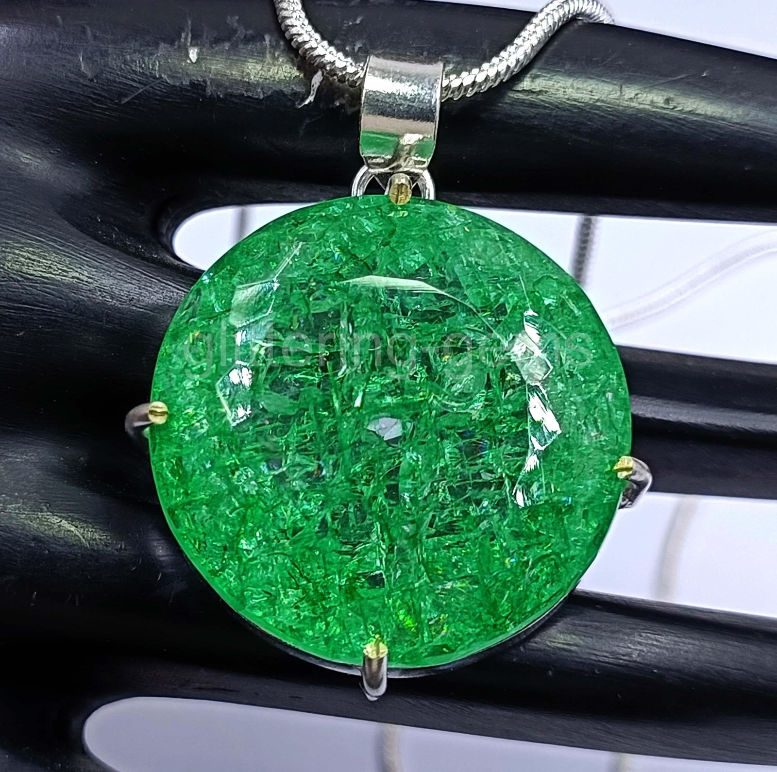 Natural Certified 123.0Ct Green Emerald 925 Solid Silver Pendant Loose Gems 5JST