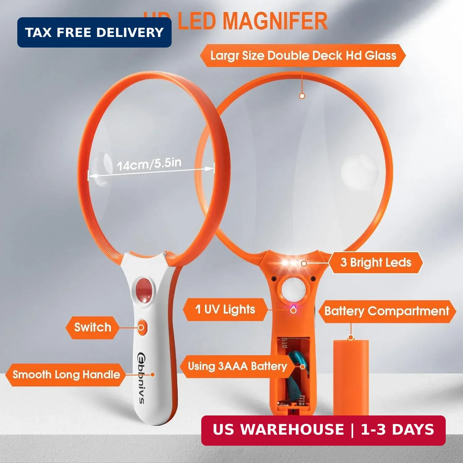 Large Magnifying Glass with Light, Magnifier 10X 20X 45X Handheld Illuminated Li
