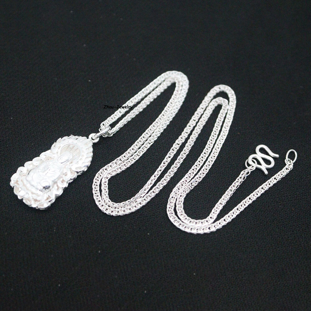 Pure S999 Sterling Silver Pendant Women Men Flame Guanyin Pendant 4-5g 30*14mm