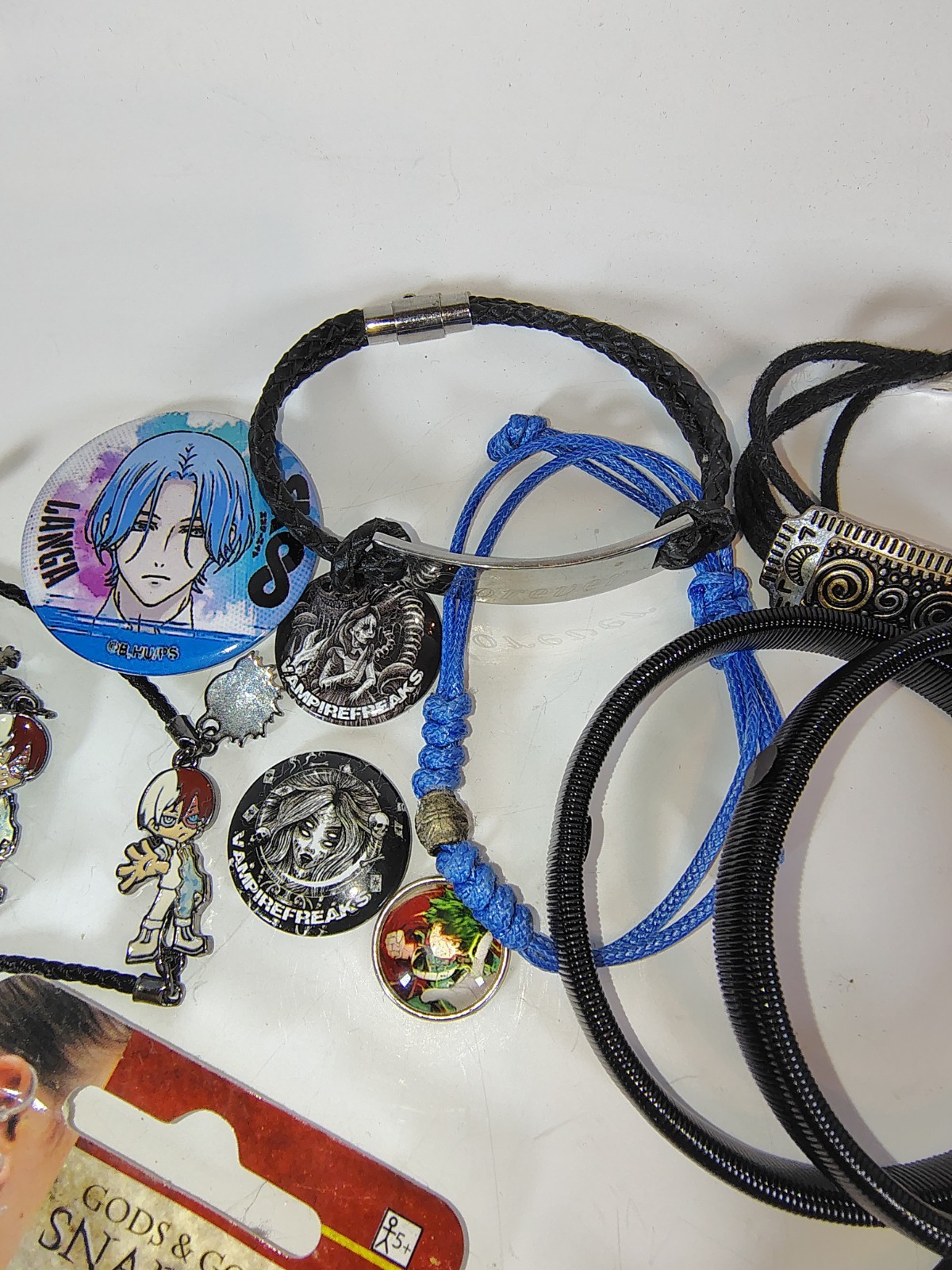 Anime Gothic Jewelry Lot 34 Pc Bracelets Necklaces Rings Ear Wrap Buttons Emo