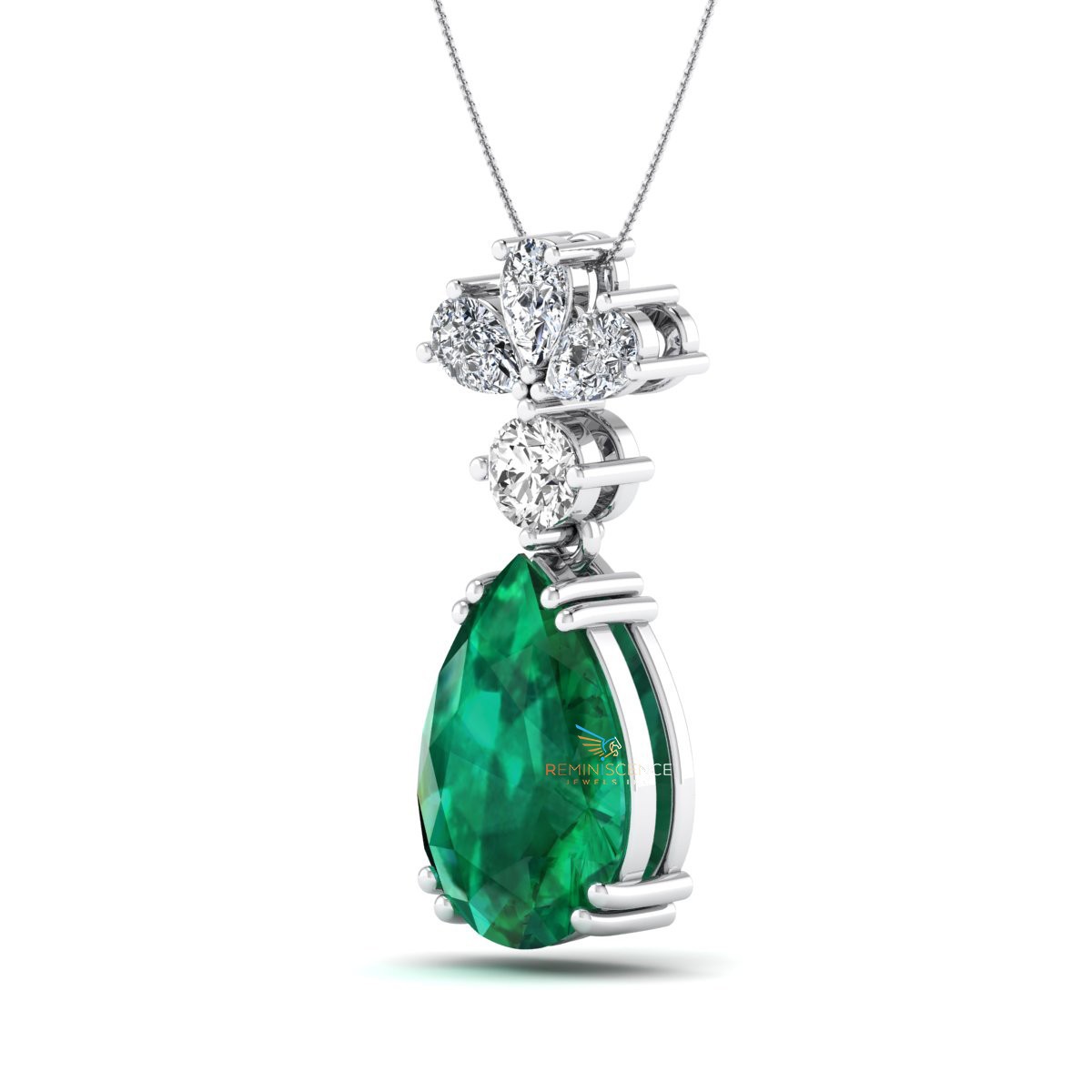 Pear Cut Lab Grown Diamond 14K White Gold Stylish Teardrop Women’s Necklace