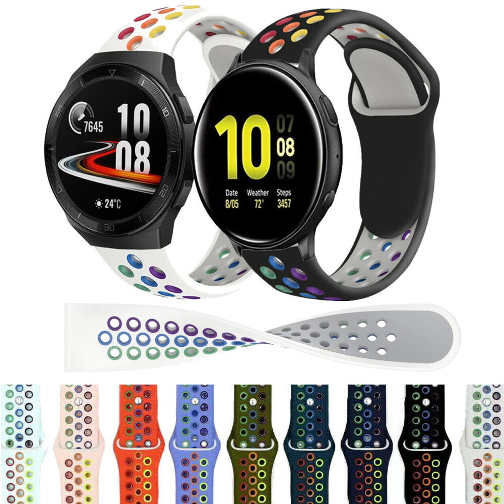 For Samsung Galaxy Watch 3 41mm Active 2 40mm 44mm Silicone 20mm Rainbow Band