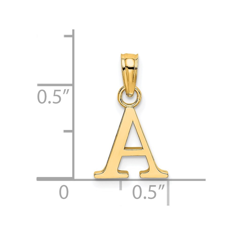 14k Yellow Gold Block Letter A Initial Pendant 0.27gm L-0.63 in,W-0.41 in