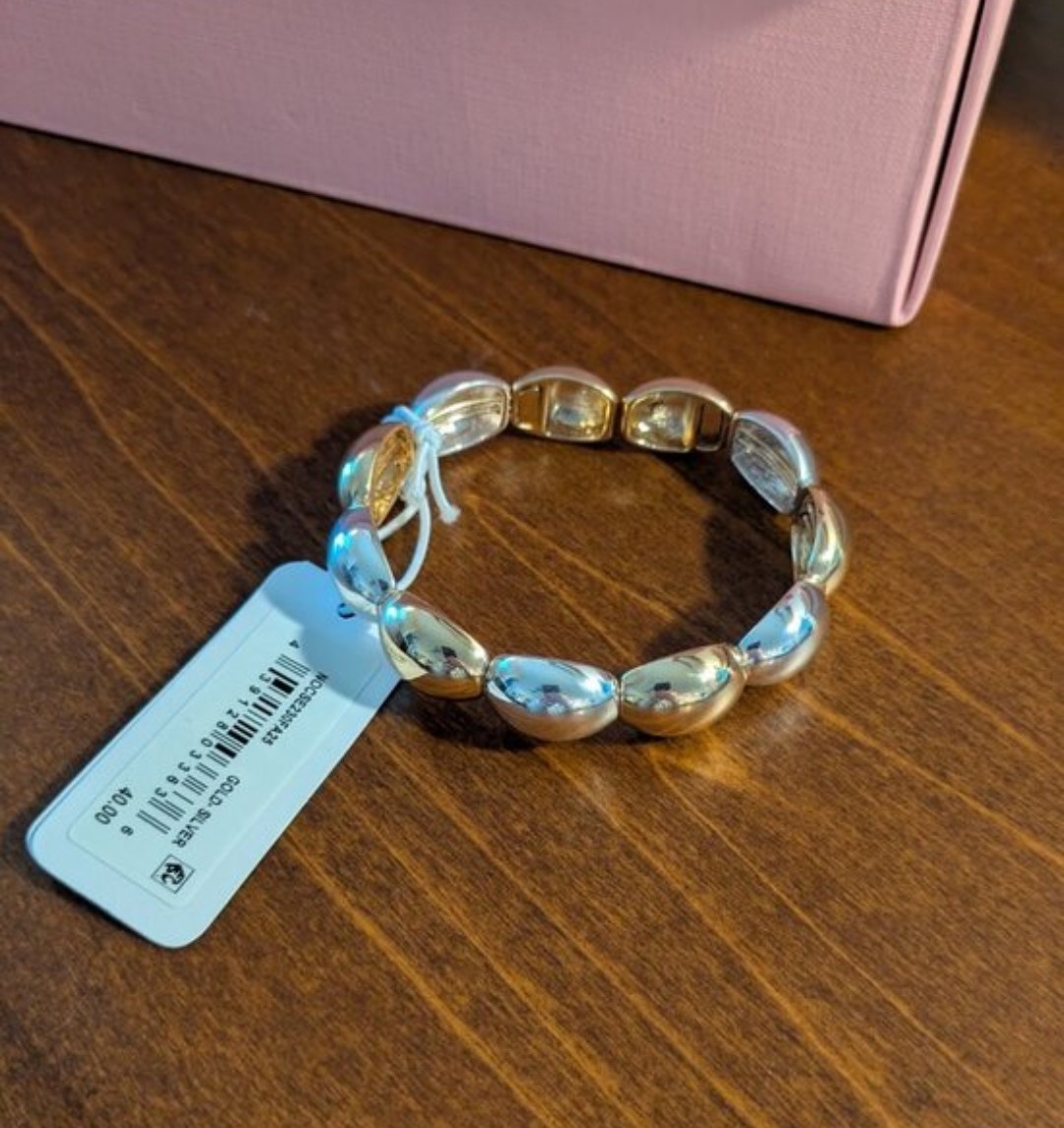 NWT Nordstrom Hinged Oval Link Bracelet Two Tone Gold Silver