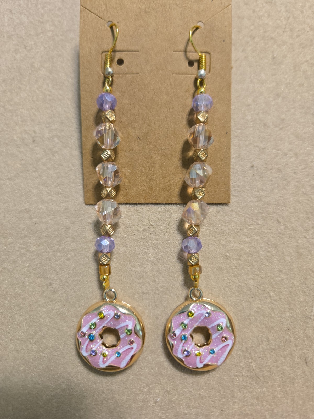 Handmade By JADE – Custom JEWELRY – Pink + Gold + Donuts – Stainless Steel