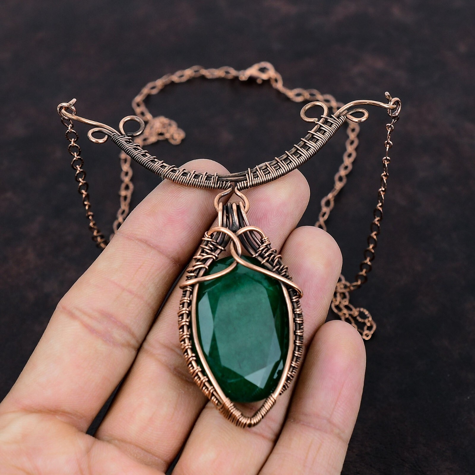 Copper Necklace Gift For Mother Wire Wrapped Necklace Adjustable Necklace 18.0″