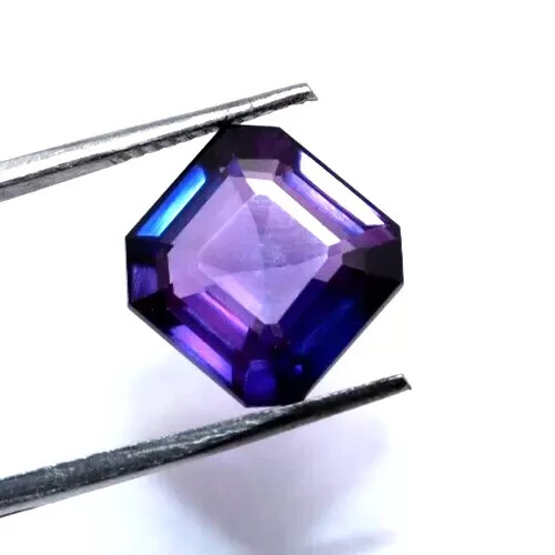Natural 5.85 Ct Purple Asscher Cut Tanzanite Faceted Certified Loose Gemstone