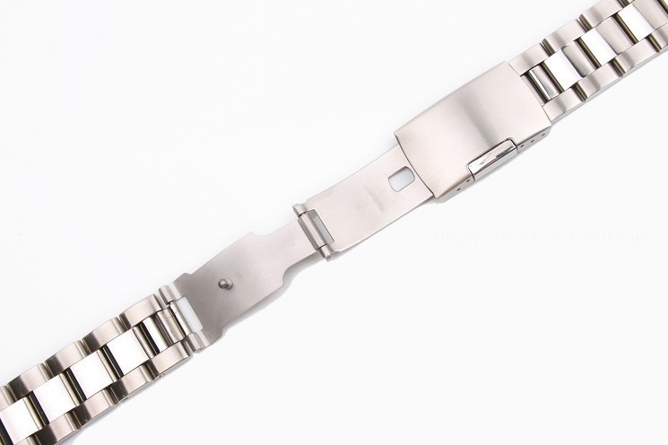 Solid Stainless Steel Strap Watch Deployment Band With Push Button Lock Buckle