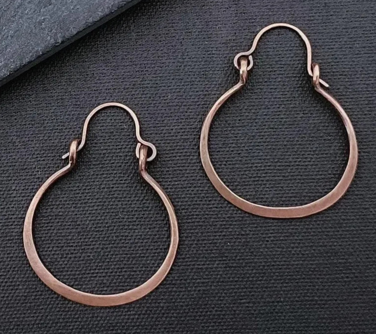 Pure Copper Healing Hoop Earrings, Earring Jewelry, Spiritual Kriya
