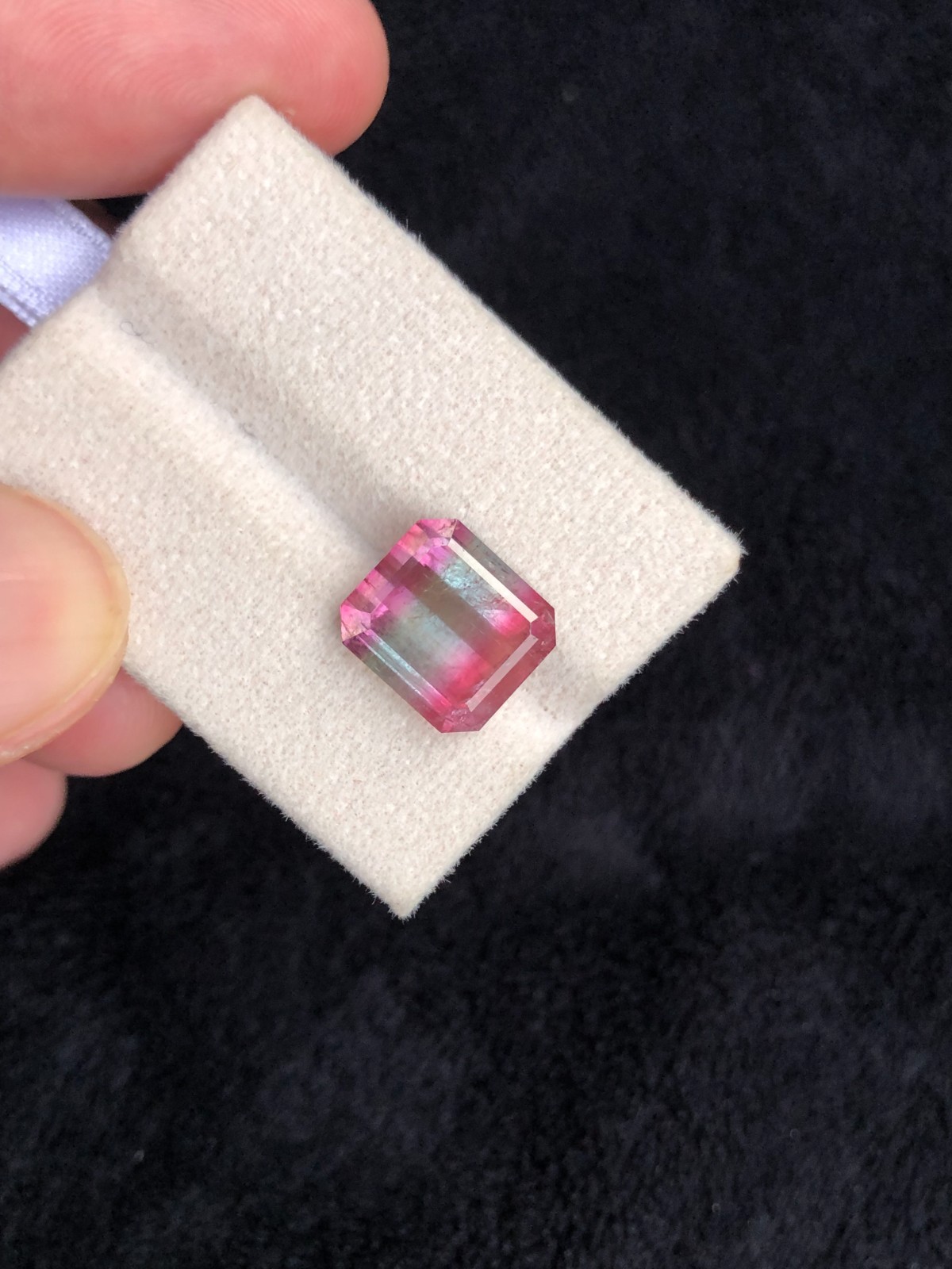 Tri-Color Tourmaline Gemstone: Emerald Cut, Afghanistan Origin, 6.8 Carats