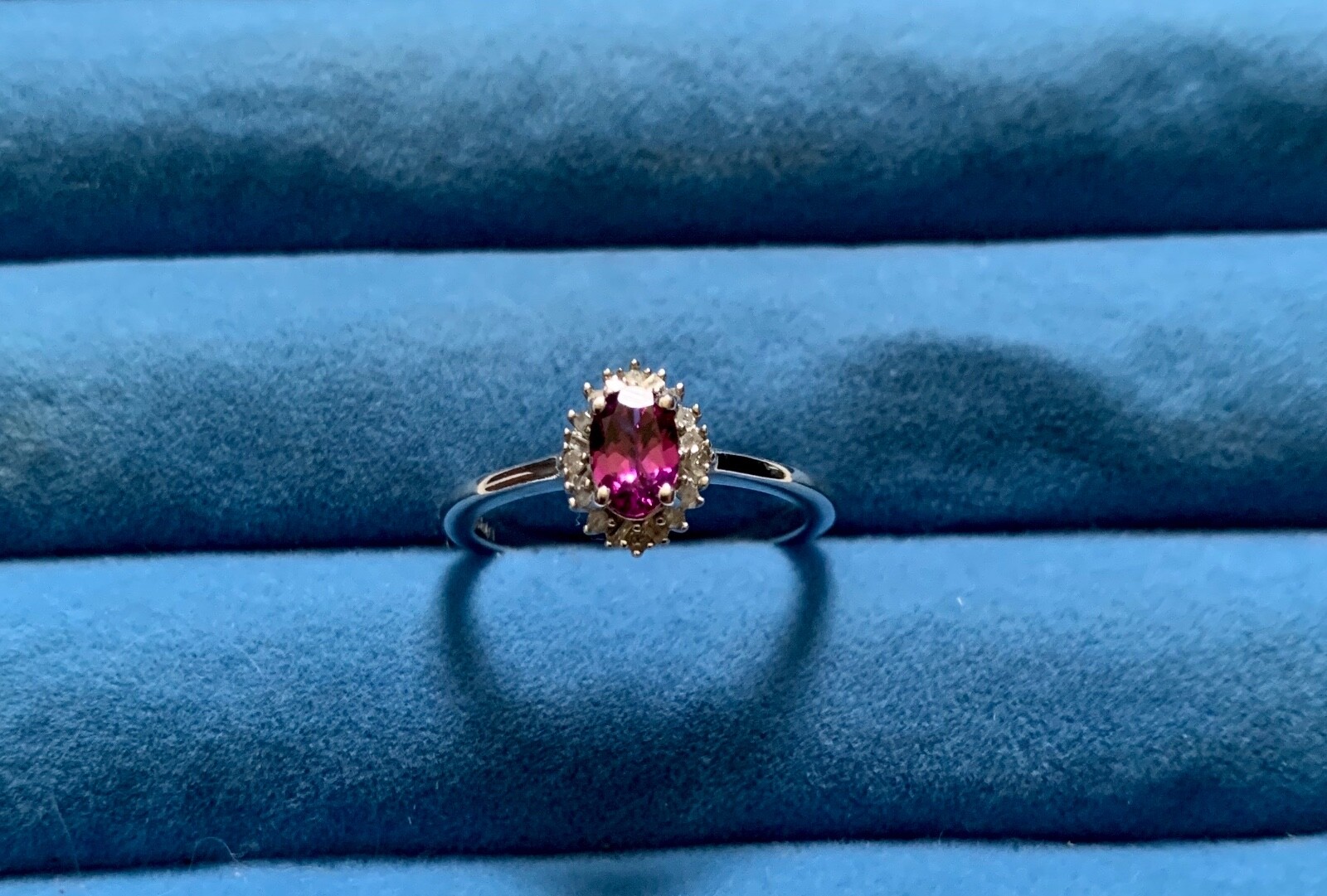Radiant Ember Garnet, Diamond Art Deco Ring – Size 6 (.60 ctw.)