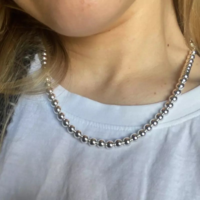 925 Sterling Silver Bead Ball Chain Necklace 4MM 6MM 8MM 10MM Men Women US