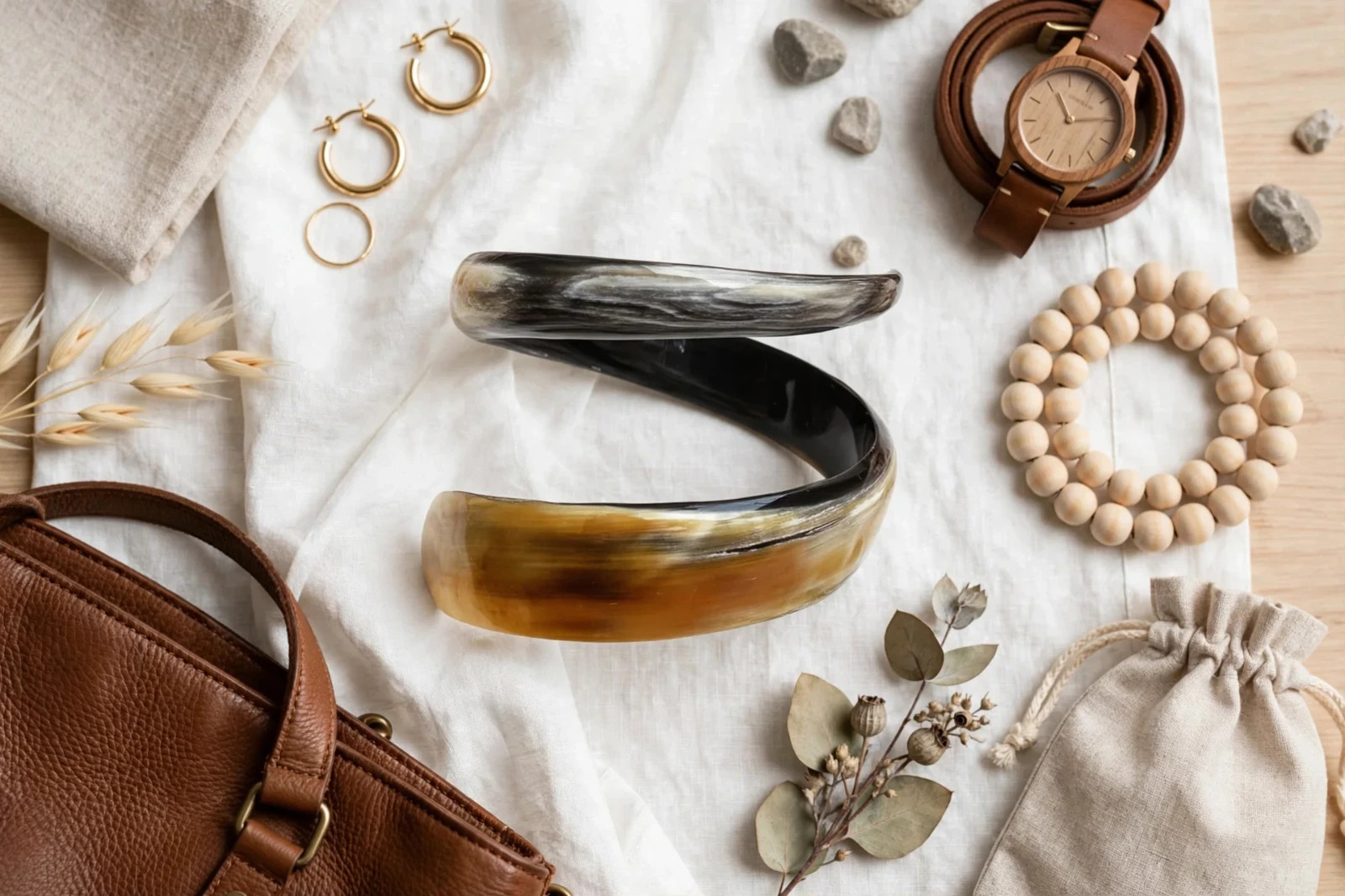 Handcrafted Buffalo Horn Cuff Bracelet Natural Tribal Boho Bangle Boho Style